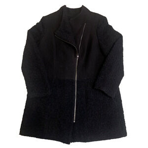 Alfani Long Coat Womens Medium Teddy Bear Fur Wool Blend Overcoat Winter Jacket